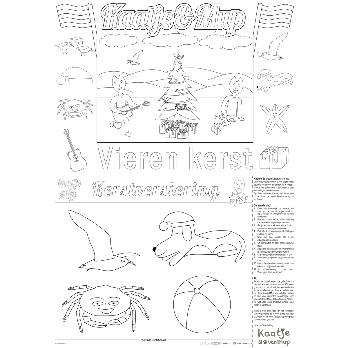 Kleurplaat-placemat van Kaatje&Mup: zingen onder de kerstboom — foto 3